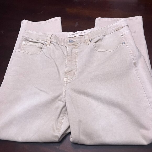 Soft Surroundings The Ultimate Straight Cropped Jeans Light Beige Size 14 - Picture 4 of 6